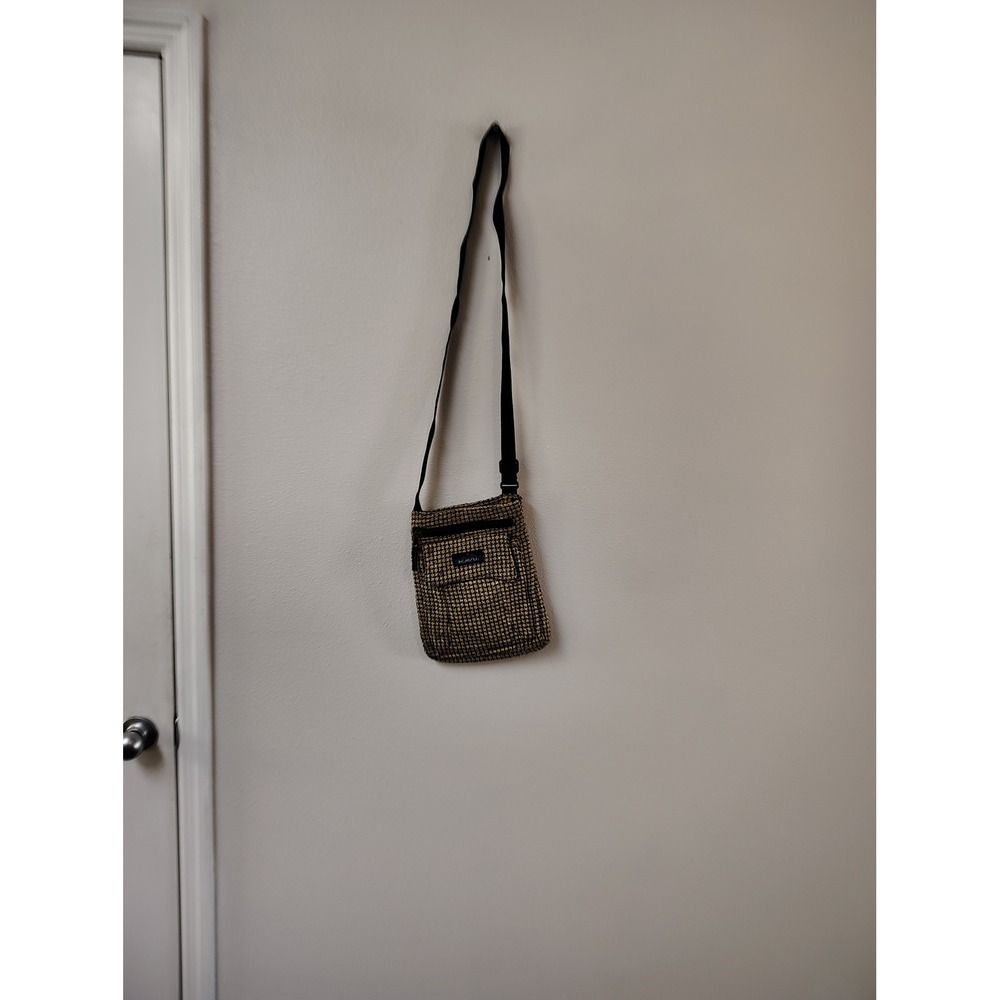 Kavu Keep It‎ Crossbody Bag Yellow Black Woven Houndstooth Adjustable Strap